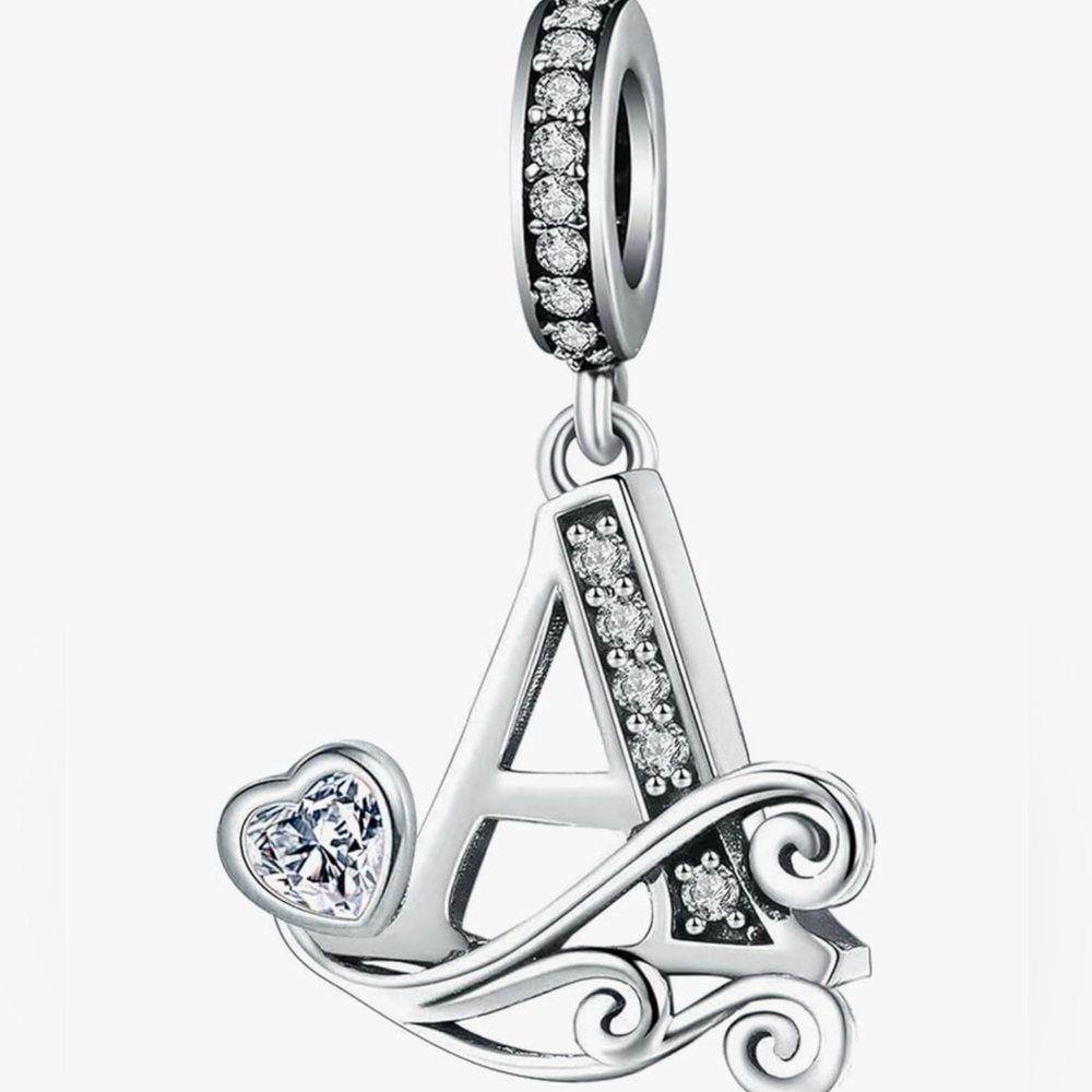 Silver Letter Charm Fit for Pandora Charms Bracelet Alphabet Initial Dangle